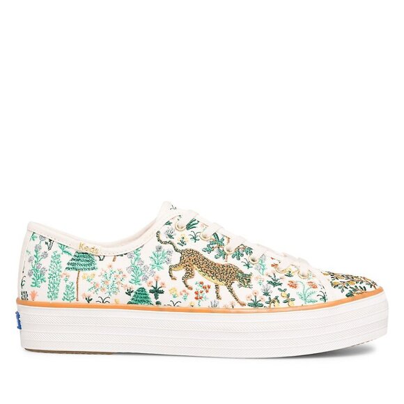 Keds Rifle Paper Co. Triple Kick Menagerie Embroidered Fashion Platform Sneakers - Picture 2 of 7